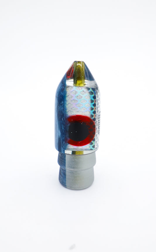 7" Bullet Blueberry Hat on Silver Fish